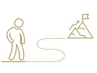 man walking to mountain
