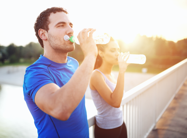 man and woman drinking