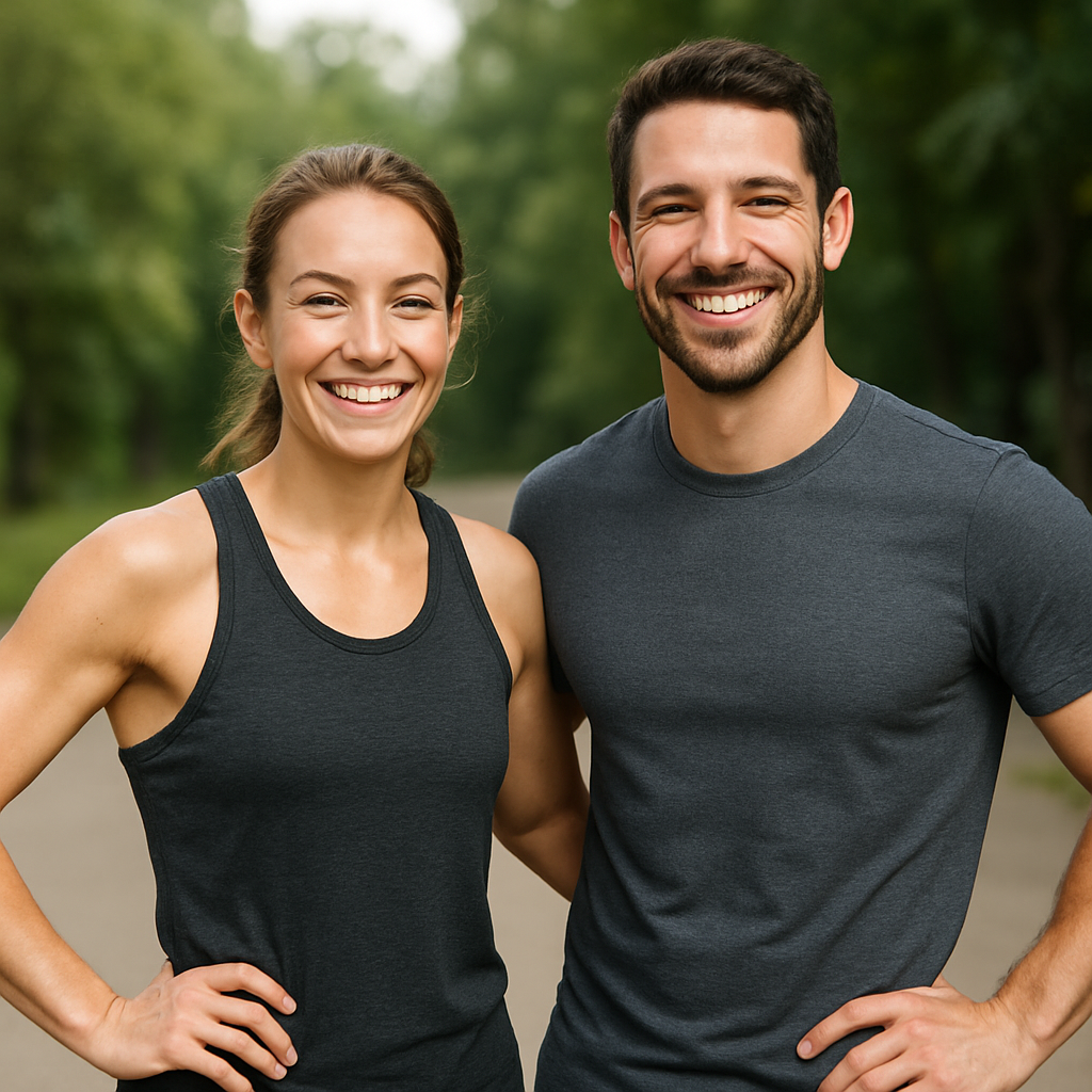A man and a woman toned after taking part in a custom weight loss plan A man and a woman toned after taking part in a custom weight loss plan